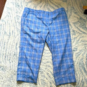 Wildfang blue plaid slim crop pants 20 NWOT